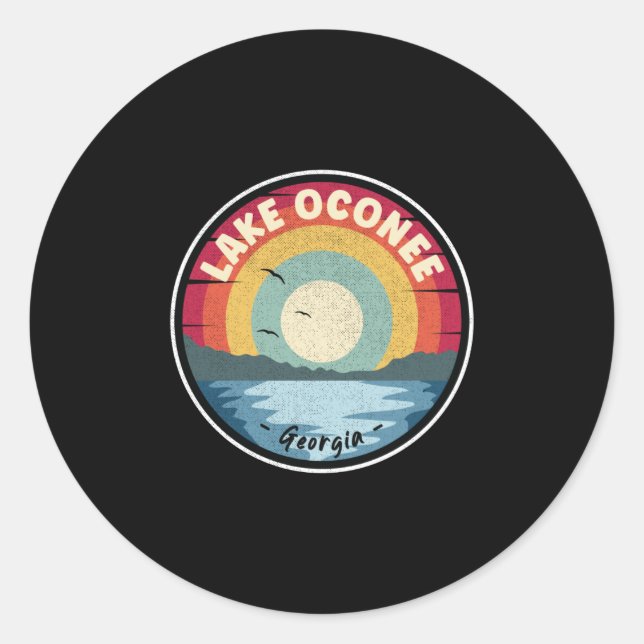 Lake Oconee Georgia Colorful Scene Classic Round Sticker (Front)
