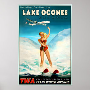 Lake Oconee Georgia TWA Trans World Airlines Poster