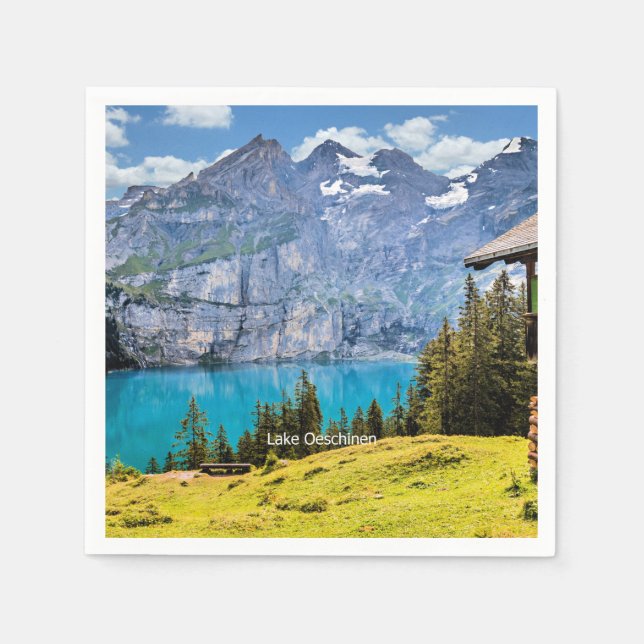 Lake Oeschinen scenic photograph Napkins (Front)