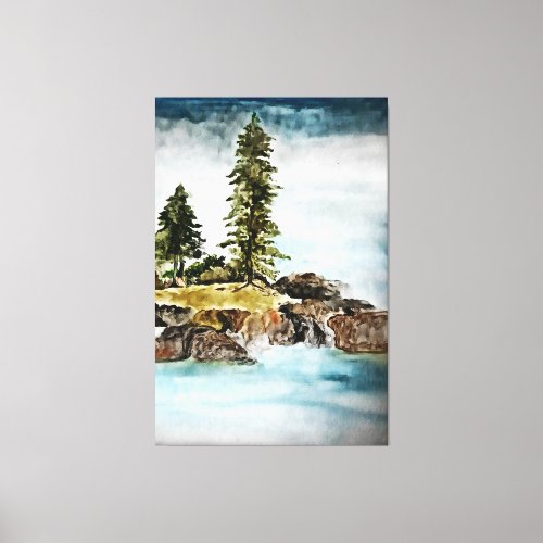 Lake of Tahoe Painting Canvas Print