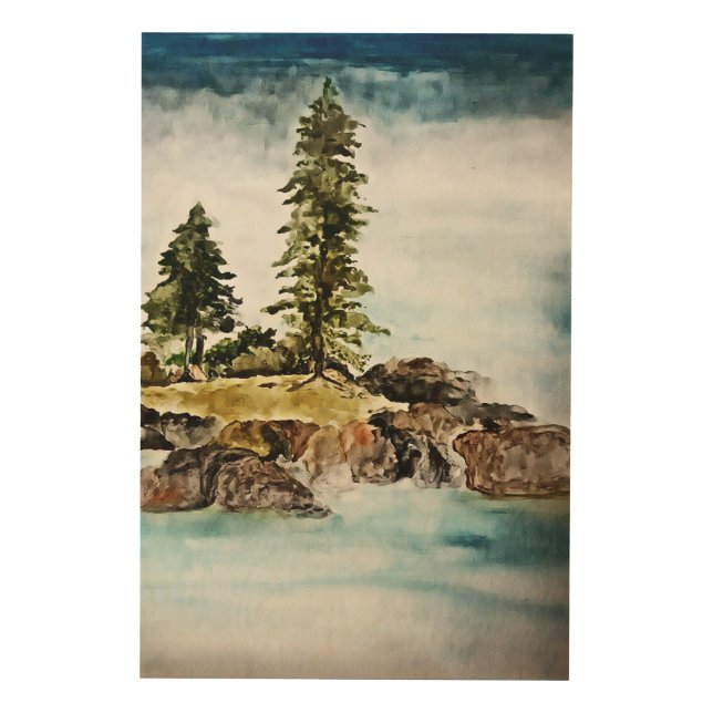 Lake of Tahoe Painting Wood Wall Art (Front)