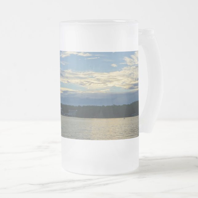 Lake Of The Ozarks Blue Sunset Frosted Glass Beer  Frosted Glass Beer Mug (Front Right)