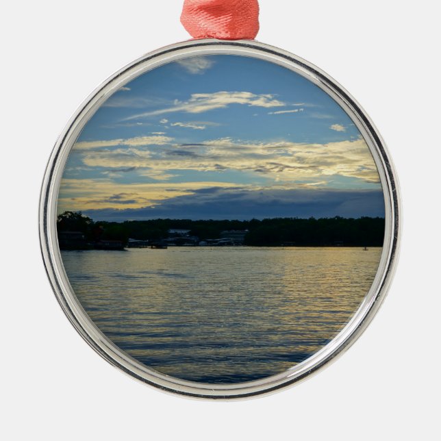 Lake Of The Ozarks Blue Sunset Metal Ornament (Front)