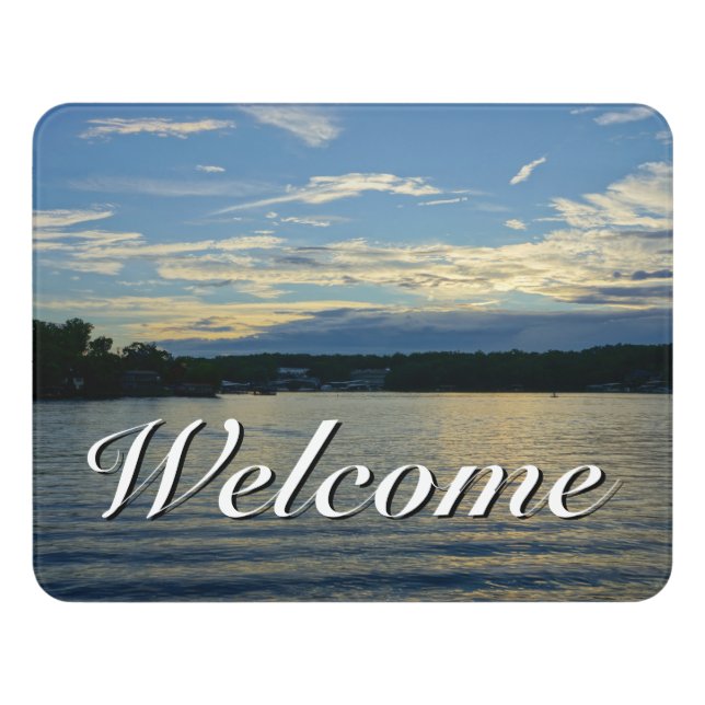 Lake Of The Ozarks Blue Sunset Welcome Door Sign (Contemporary Front)