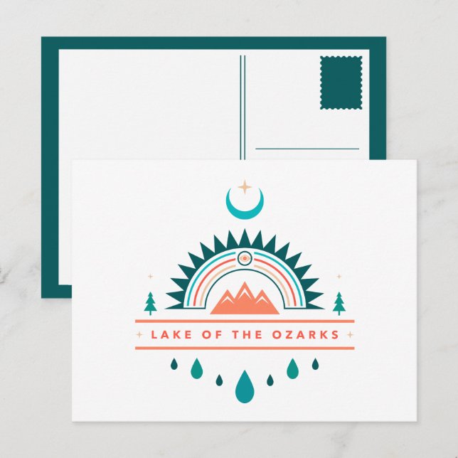 lake of the ozarks boho rainbow moon postcard (Front/Back)