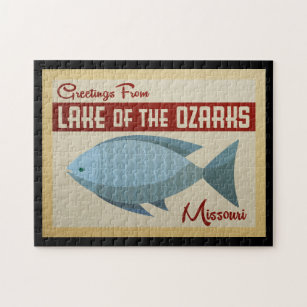 Lake of the Ozarks Fish Vintage Travel Jigsaw Puzzle