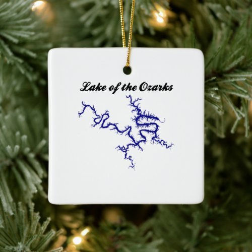 Lake of the Ozarks Missouri Blue Shoreline Map Ceramic Ornament