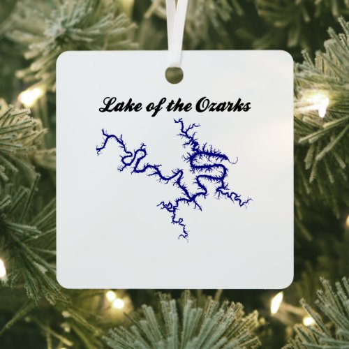 Lake of the Ozarks Missouri Blue Shoreline Map Metal Ornament