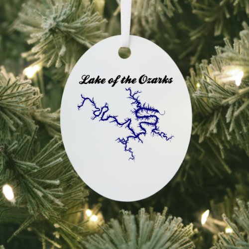 Lake of the Ozarks Missouri Blue Shoreline Map Metal Ornament