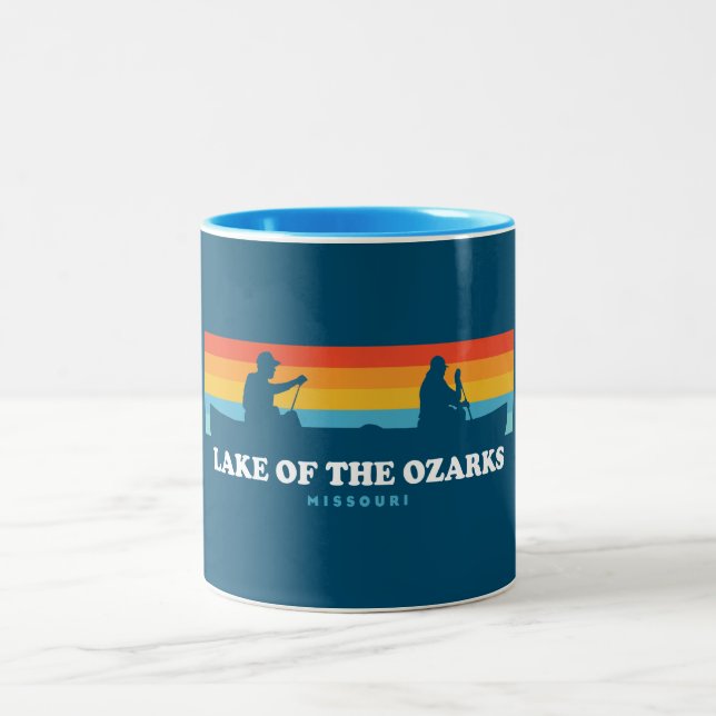 Lake Of The Ozarks Missouri Canoe Two-Tone Coffee Mug (Center)