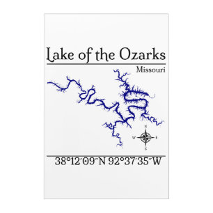 Lake of the Ozarks Missouri Map Acrylic Wall Art