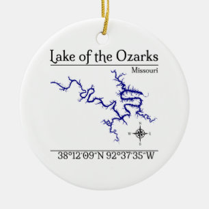 Lake of the Ozarks Missouri Map Ceramic Ornament