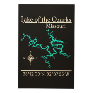 Lake of the Ozarks Missouri Map Coordinates Wood Wall Art
