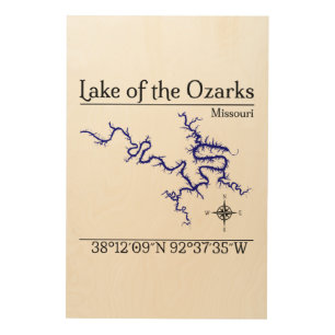 Lake of the Ozarks Missouri Map Wood Wall Art