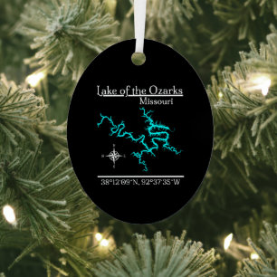 Lake of the Ozarks Missouri Oval Lake Map Metal Ornament