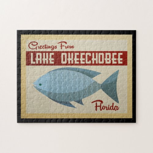 Lake Okeechobee Fish Vintage Travel Jigsaw Puzzle