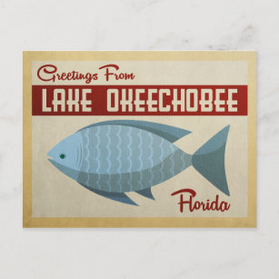 Lake Okeechobee Fish Vintage Travel Postcard