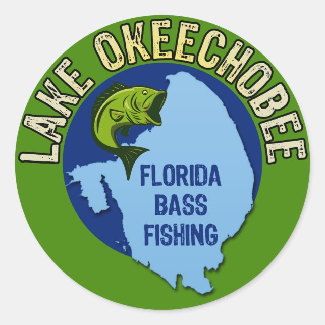 Lake Okeechobee, Florida Bass Fishing Classic Round Sticker (Front)