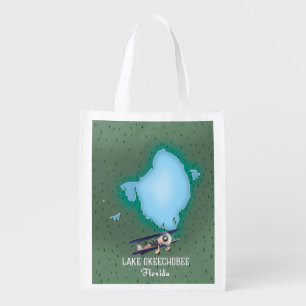 Lake Okeechobee Florida map. Grocery Bag