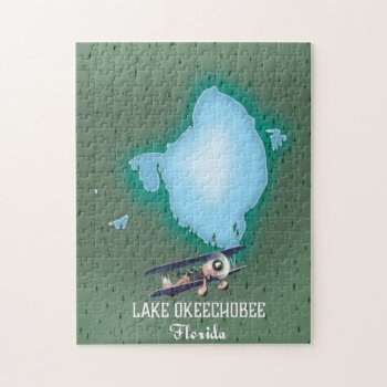 Lake Okeechobee Florida Map. Jigsaw Puzzle by bartonleclaydesign at Zazzle
