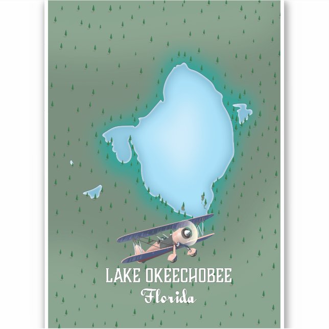 Lake Okeechobee Florida map. Sticker (Front)