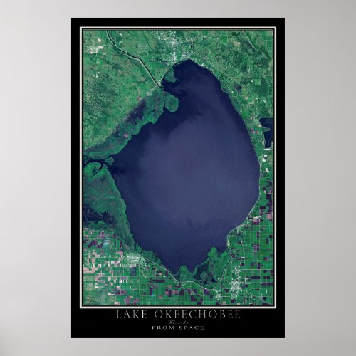 Lake Okeechobee Florida Satellite Poster Map