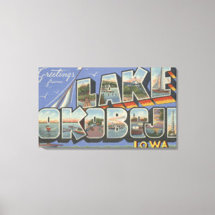 Lake Okoboji, Iowa - Large Letter Scenes Canvas Print