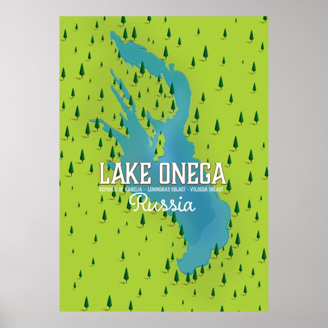 Lake Onega, russia, Travel map Poster (Front)