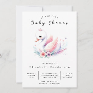 Lake Online Swan Baby Shower Invitation