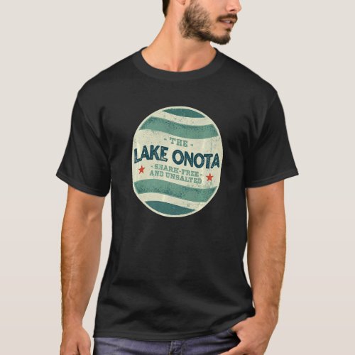 Lake Onota Shark Free and Unsalted Camping Massach T_Shirt