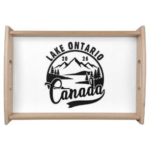 Lake Ontario Black & White Scenic Graphic Kitchen Serving Tray
