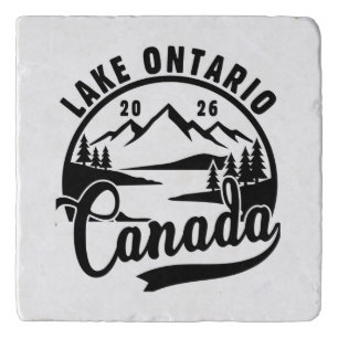 Lake Ontario Black & White Scenic Graphic Marble Trivet
