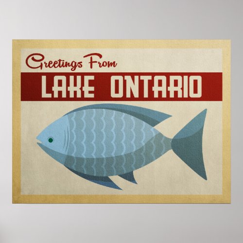 Lake Ontario Blue Fish Vintage Travel Poster