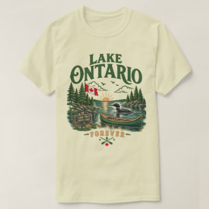 Lake Ontario Canada Vintage Loon Flag T-Shirt