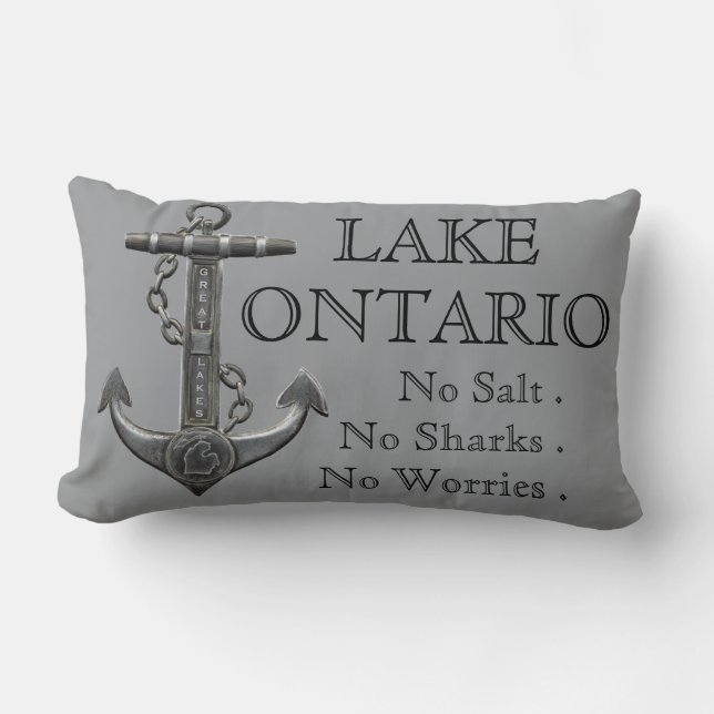Lake Ontario distressed nautical pirate anchor  Lumbar Pillow (Front)