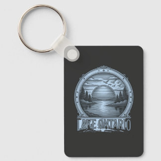 Lake Ontario Etching‑Style | Blue & Grayscale Keychain