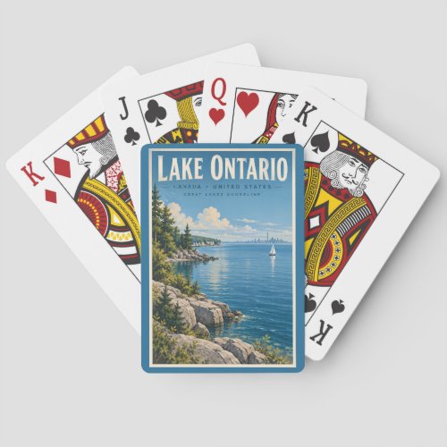 Lake Ontario Illustration Travel Art Vintage Poker Cards