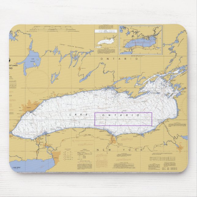 Lake Ontario Nautical Chart Mouse Pad (Front)