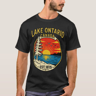 Lake Ontario Pop‑Art Sunset Graphic Color Block T-Shirt