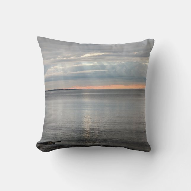 Lake Ontario Sunrise Throw Pillow (Front)