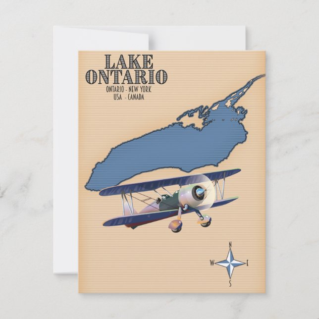 Lake Ontario USA Canada map (Front)