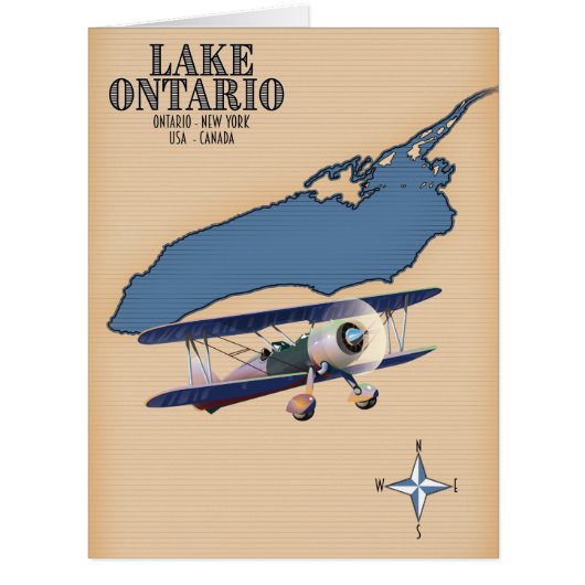 Lake Ontario USA Canada map Cards (Front)