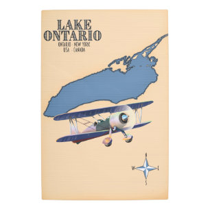 Lake Ontario USA Canada map Metal Print
