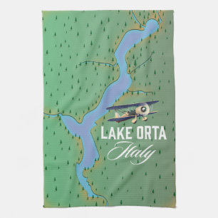 Lake Orta Italy lake map Kitchen Towel