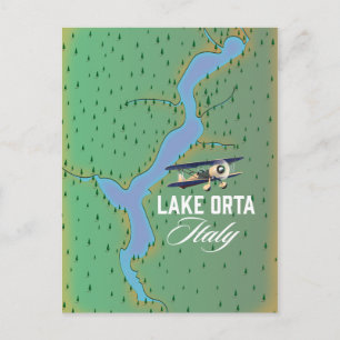 Lake Orta Italy lake map Postcard