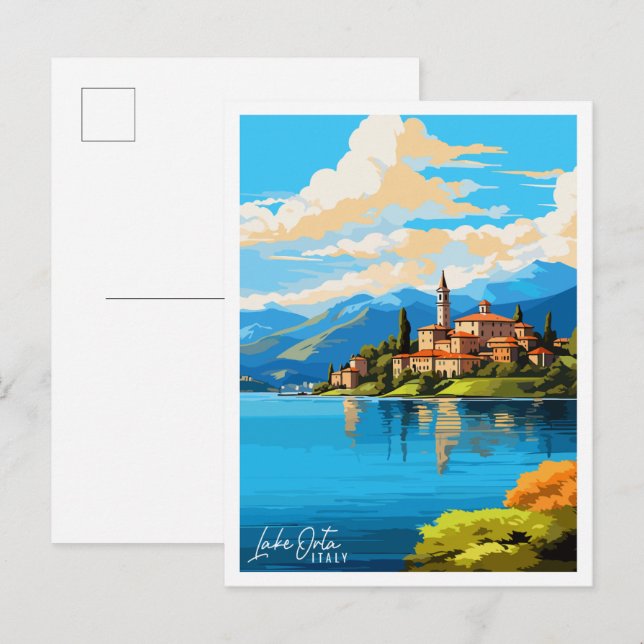 Lake Orta Italy vintage travel  Postcard (Front/Back)