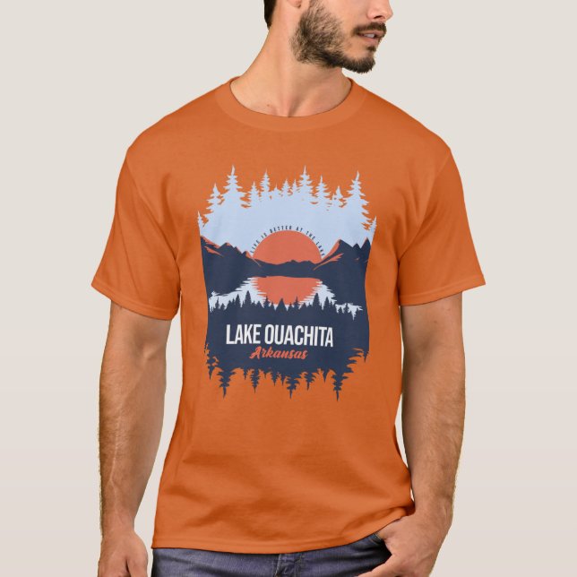 Lake Ouachita Arkansas Lake With Mountain And Pine T-Shirt (Front)