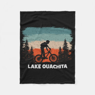 Lake Ouachita Mountain Biking Sunset Retro Vintage Fleece Blanket
