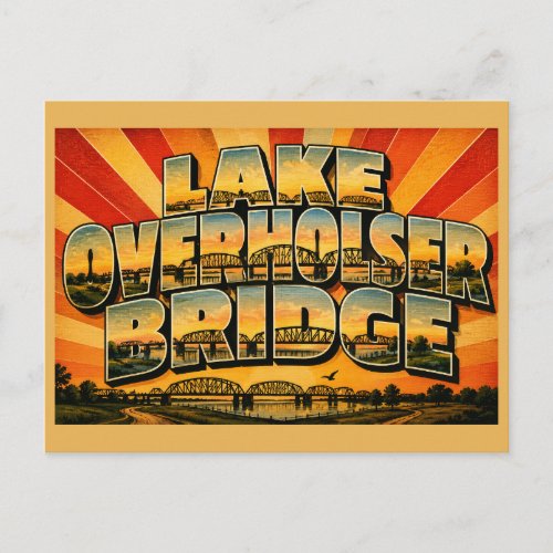Lake Overholser Bridge Steel Truss Art Oklahoma Postcard