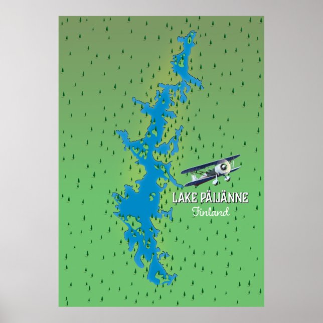 Lake Päijänne Finland beautiful map Poster (Front)